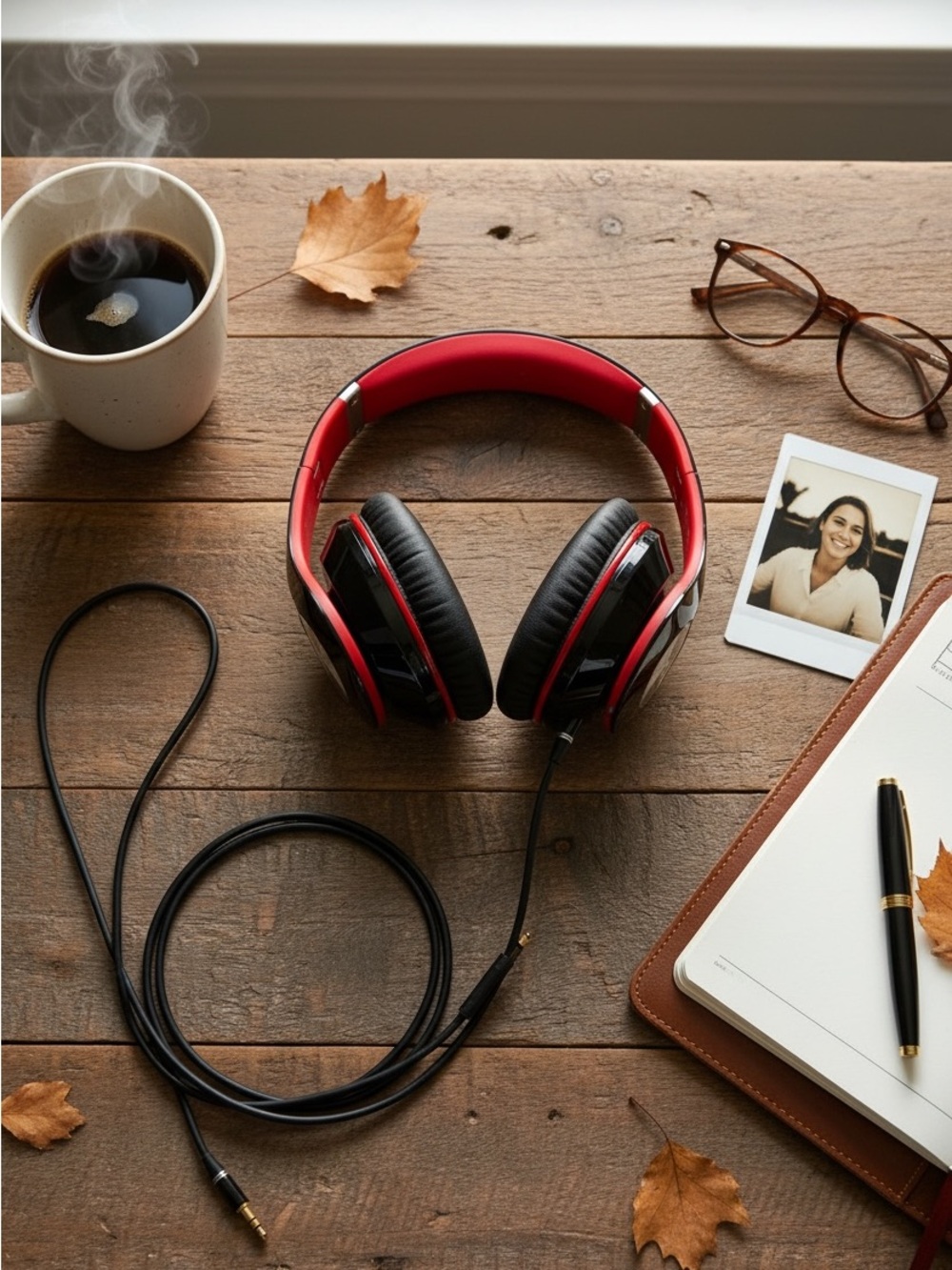 Red Wired Over-Ear Headphones with Cushioned Ear Cups